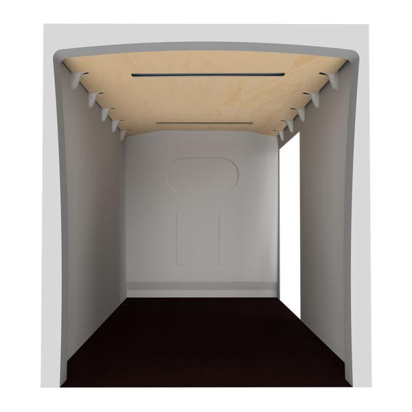 Image Plafond contreplaqué brut avec entailles plafonniers